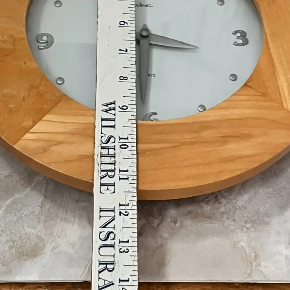 Crate & Barrel Wall Clock Maple Round WORKING